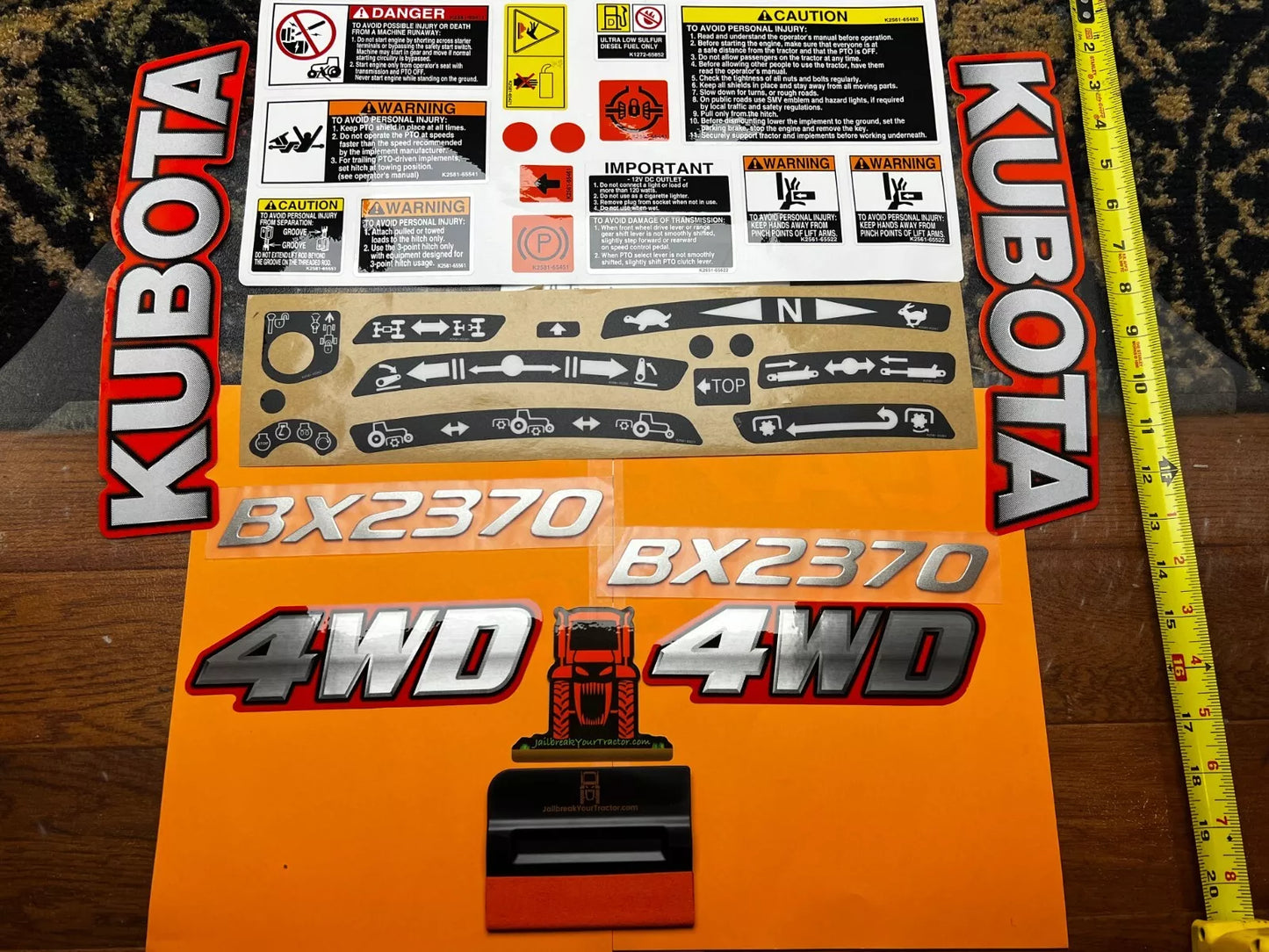 OEM Kubota BX 2370 Tractor BX Decal Kit Tractor Decals Sticker Full Set *Restore +Applicator Tool