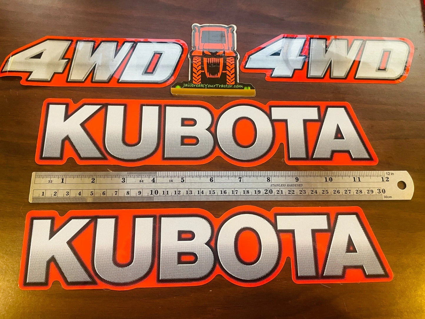 4 Decal Kit Straight (NO ARCH) OEM Genuine Kubota Tractor BX B L Tractor Restore