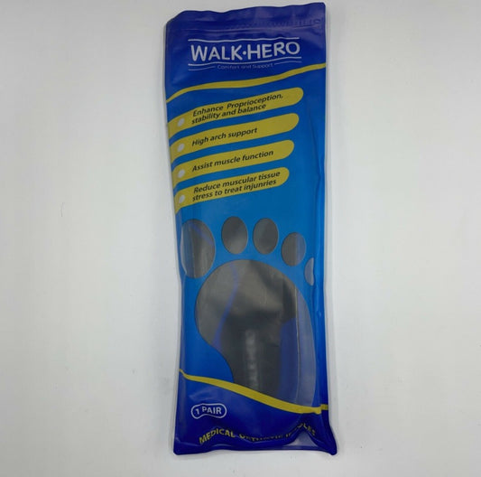 NEW Walk-Hero Medical Orthotic Insoles Blue Men's Size Plantar Fasciitis 10-10.5
